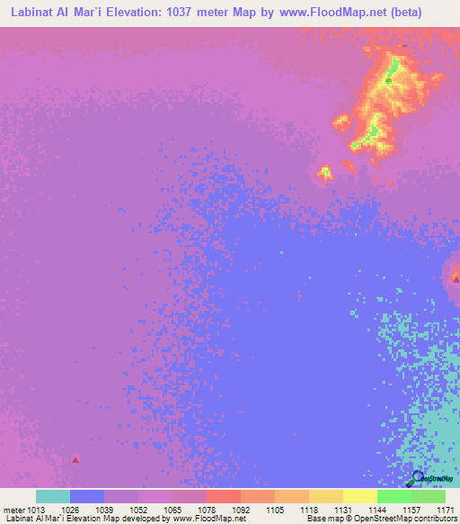 Labinat Al Mar`i,Yemen Elevation Map