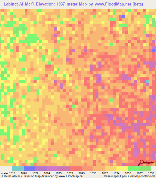 Labinat Al Mar`i,Yemen Elevation Map