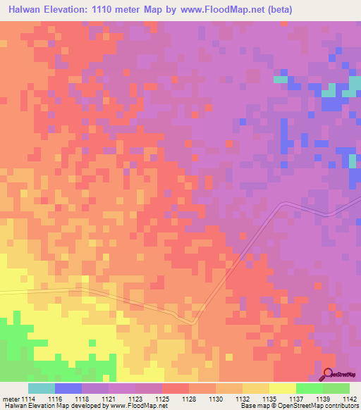 Halwan,Yemen Elevation Map