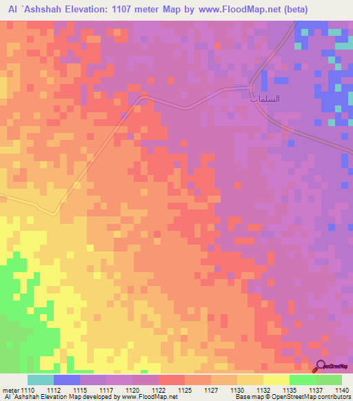 Al `Ashshah,Yemen Elevation Map