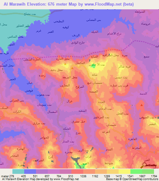 Al Marawih,Yemen Elevation Map