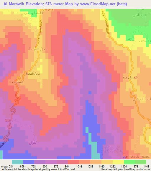 Al Marawih,Yemen Elevation Map