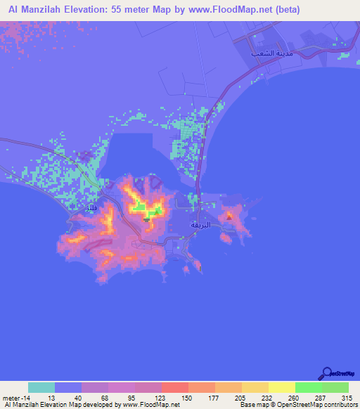 Al Manzilah,Yemen Elevation Map