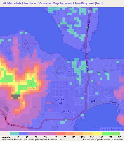 Al Manzilah,Yemen Elevation Map