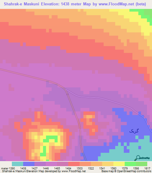 Shahrak-e Maskuni,Iran Elevation Map