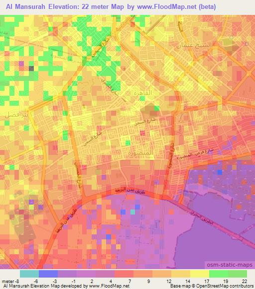 Al Mansurah,Yemen Elevation Map