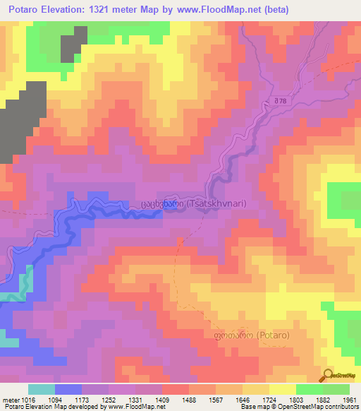 Potaro,Georgia Elevation Map