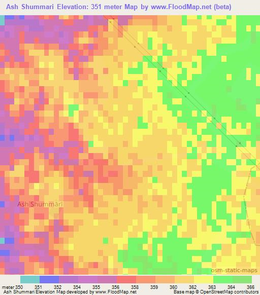 Ash Shummari,Syria Elevation Map