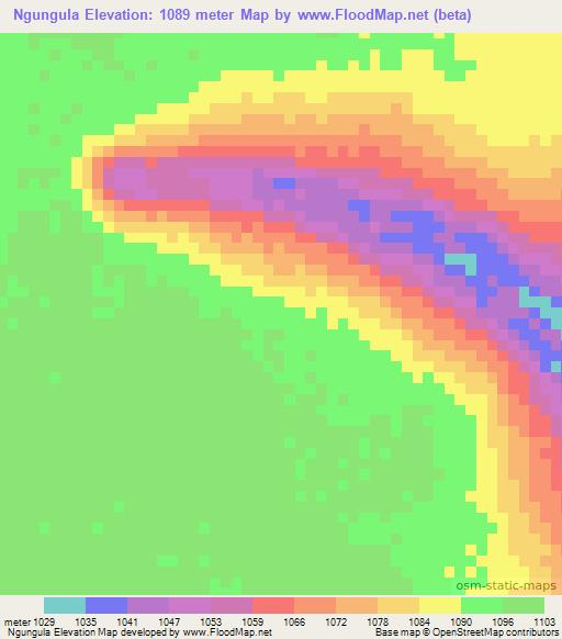 Ngungula,Angola Elevation Map