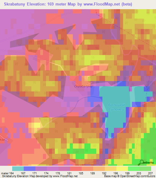 Skrabatuny,Belarus Elevation Map