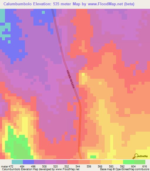 Calumbumbolo,Angola Elevation Map