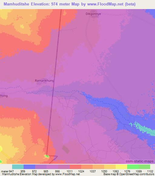 Mamhuditshe,Botswana Elevation Map