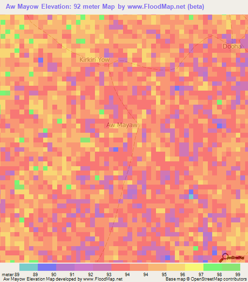Aw Mayow,Somalia Elevation Map