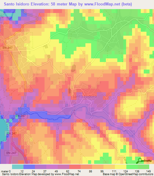 Santo Isidoro,Portugal Elevation Map