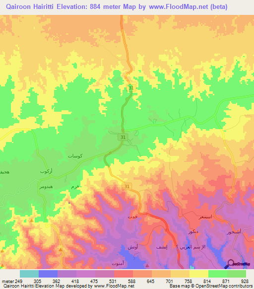 Qairoon Hairitti,Oman Elevation Map