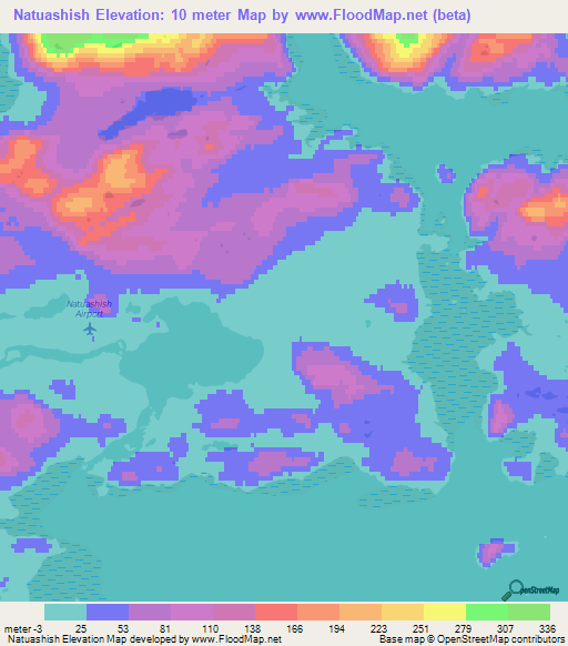 Natuashish,Canada Elevation Map
