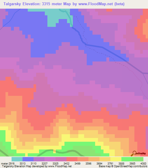 Talgarsky,Kazakhstan Elevation Map