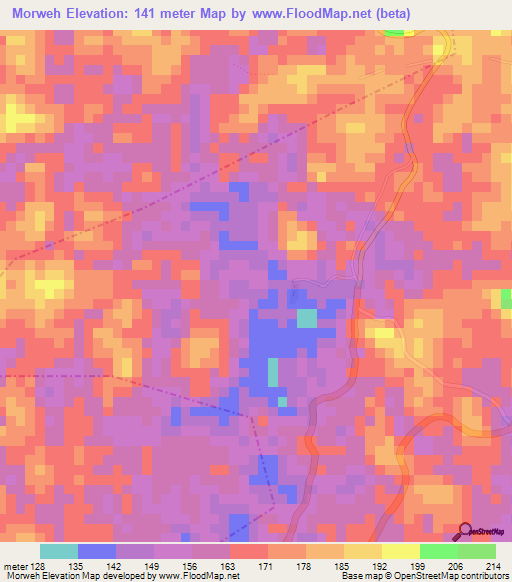Morweh,Liberia Elevation Map