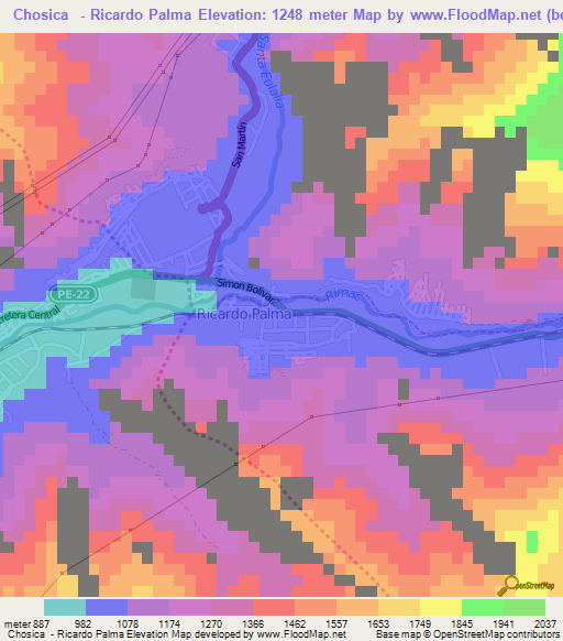 Chosica  - Ricardo Palma,Peru Elevation Map