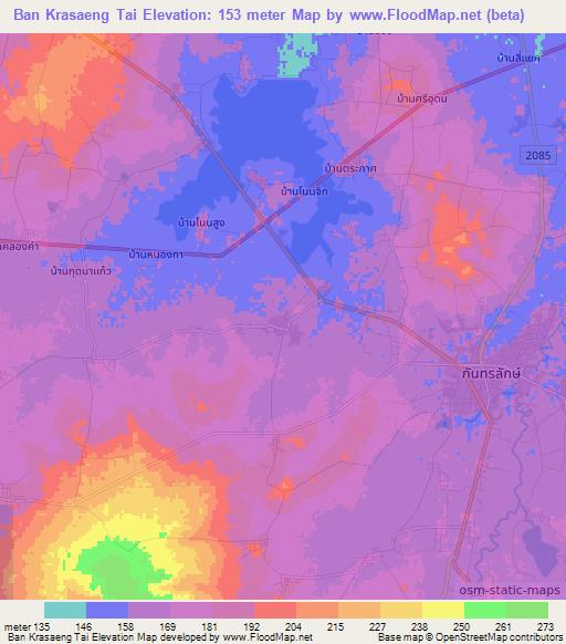 Ban Krasaeng Tai,Thailand Elevation Map