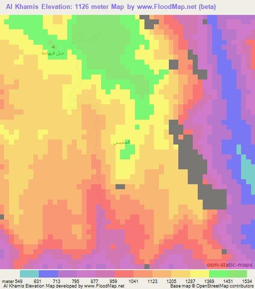 Al Khamis,Yemen Elevation Map