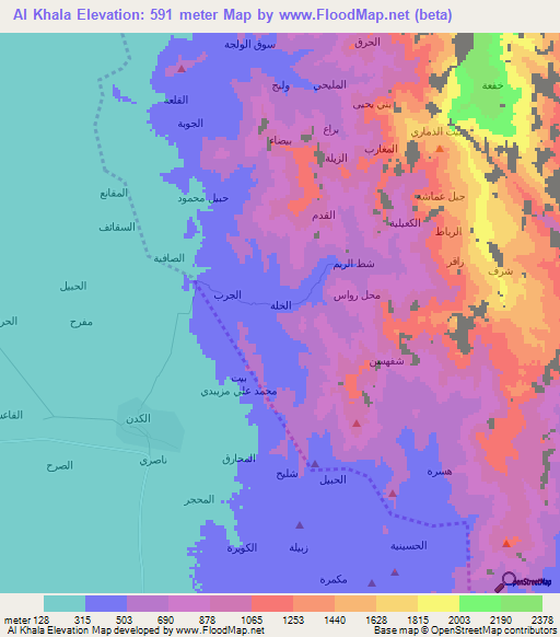 Al Khala,Yemen Elevation Map