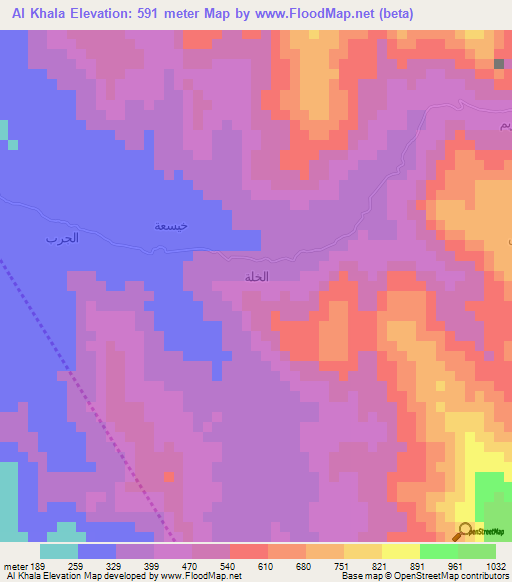 Al Khala,Yemen Elevation Map