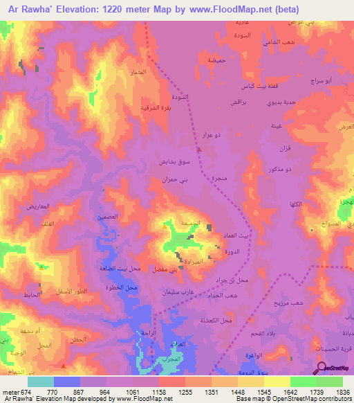 Ar Rawha',Yemen Elevation Map
