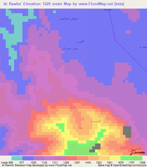 Ar Rawha',Yemen Elevation Map