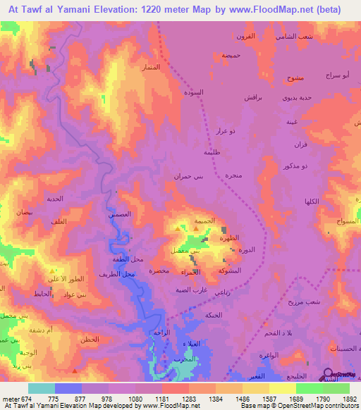 At Tawf al Yamani,Yemen Elevation Map