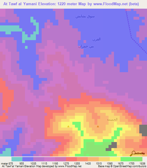 At Tawf al Yamani,Yemen Elevation Map