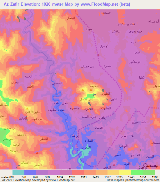 Az Zafir,Yemen Elevation Map
