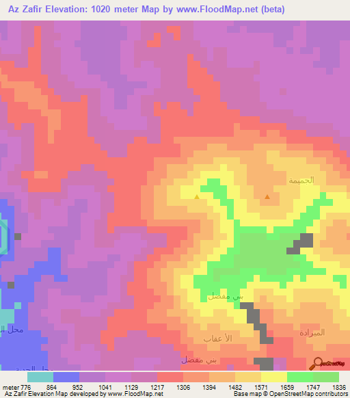 Az Zafir,Yemen Elevation Map