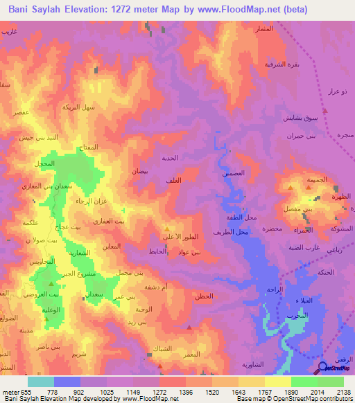 Bani Saylah,Yemen Elevation Map