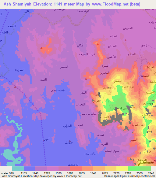 Ash Shamiyah,Yemen Elevation Map