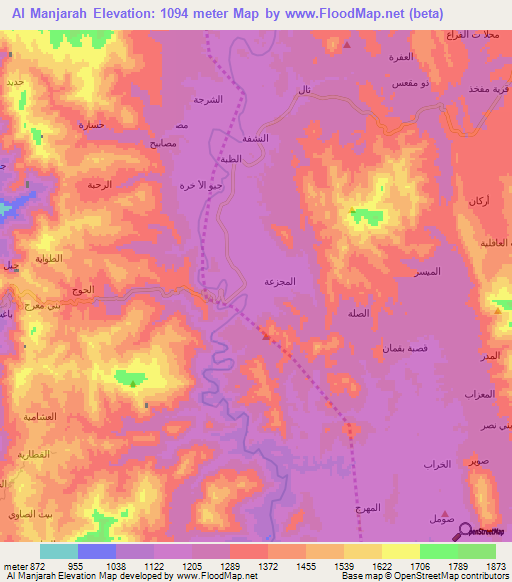 Al Manjarah,Yemen Elevation Map