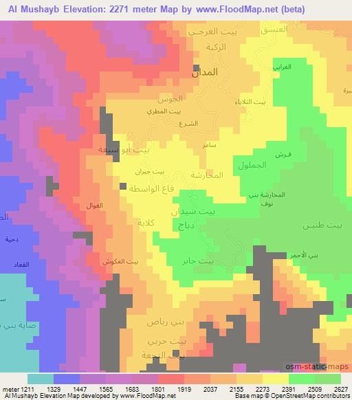 Al Mushayb,Yemen Elevation Map
