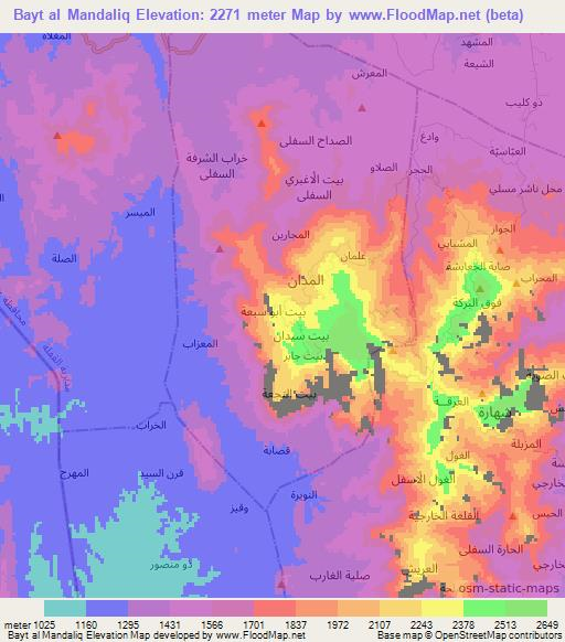 Bayt al Mandaliq,Yemen Elevation Map