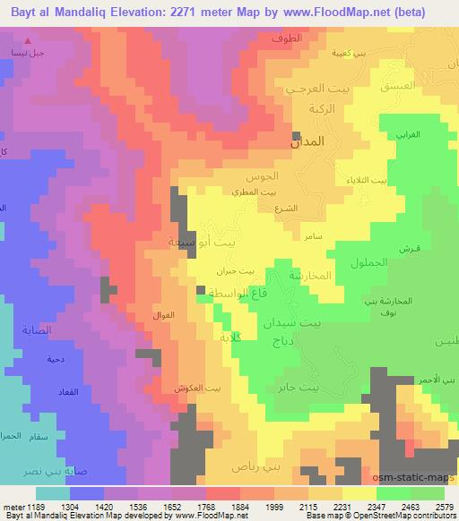 Bayt al Mandaliq,Yemen Elevation Map