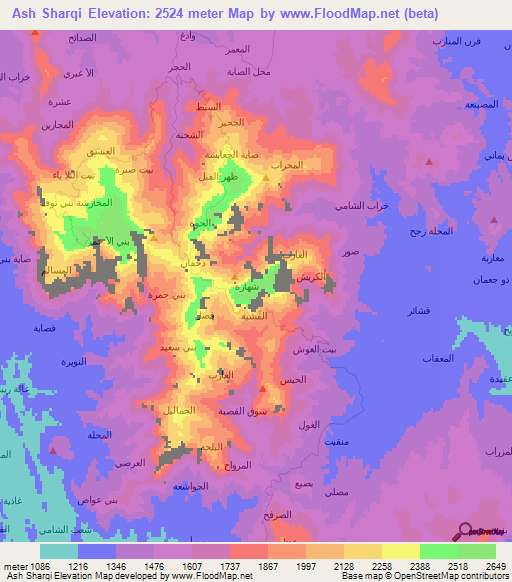 Ash Sharqi,Yemen Elevation Map