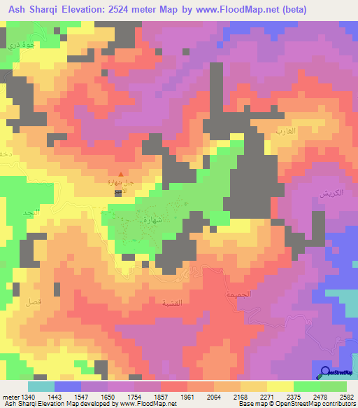 Ash Sharqi,Yemen Elevation Map