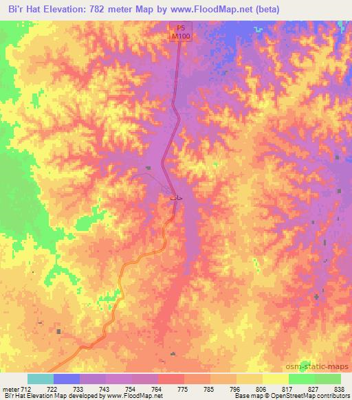 Bi'r Hat,Yemen Elevation Map