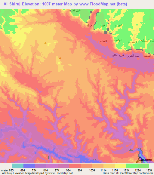 Al Shiruj,Yemen Elevation Map
