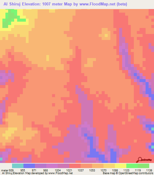 Al Shiruj,Yemen Elevation Map