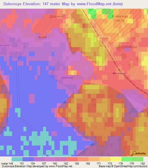 Dubovoye,Belarus Elevation Map