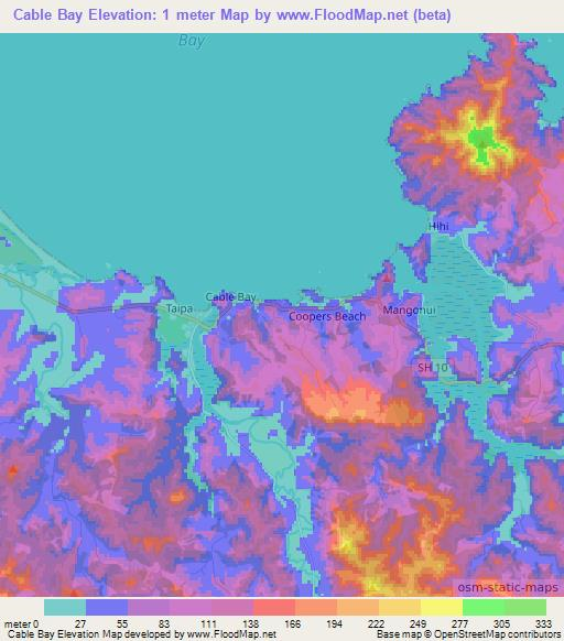 Cable Bay,New Zealand Elevation Map