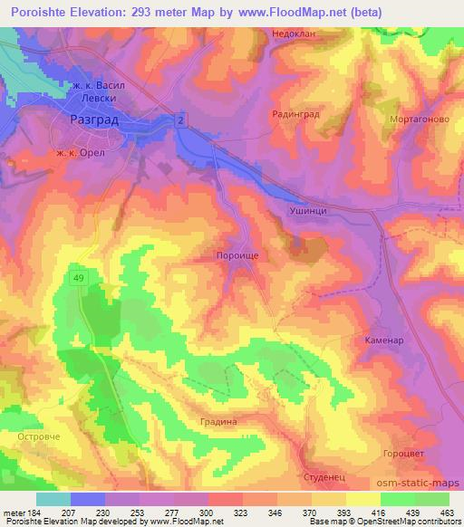 Poroishte,Bulgaria Elevation Map