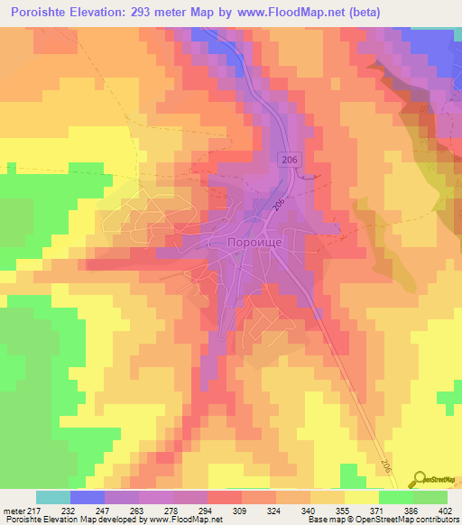 Poroishte,Bulgaria Elevation Map