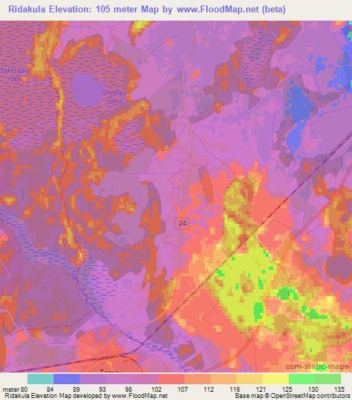 Ridakula,Estonia Elevation Map