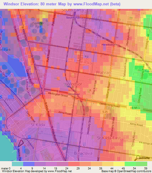 Windsor,Australia Elevation Map